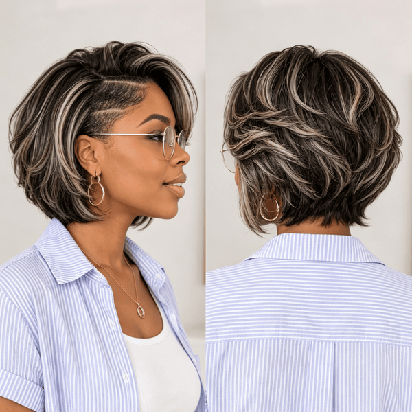 BeQueenWig TOPPER & MOHAWK Bequeen Trendy Mixed Color Side Part Machine Made Topper 100% Human Hair