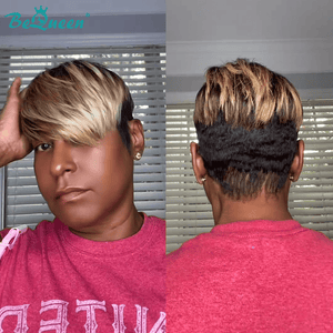 BeQueenWig TOPPER & MOHAWK Bequeen Two Color Short Machine Made Topper