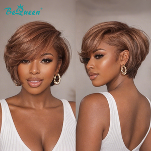 BeQueenWig PIXIE WIGS BeQueen Warm Chocolate Brown Frontal Lace Bob