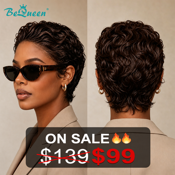Bequeen Frontal Lace Slicked-back Style Pixie Short Cut Wig (Limited time sales)
