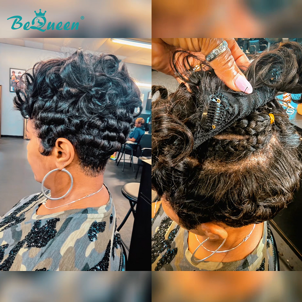 Bequeen 1B Finger Wave Styled Topper (Not A Wig)