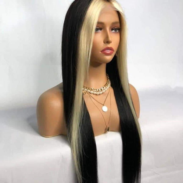 BEQUEEN 1B Highlights 613 Straight 13X4 Lace Frontal Wig Human Hair Wig BeQueenWig