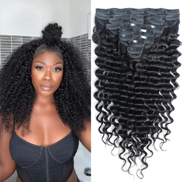 BEQUEEN Deep Wave Clip Ins Hair Extensions 120g/Set Ship From US Warehouse 2-3DAYS Fasest Shipping BeQueenWig