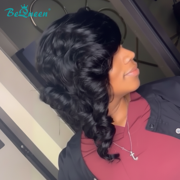 Bequeen Black Side Part Wave Style Long Topper
