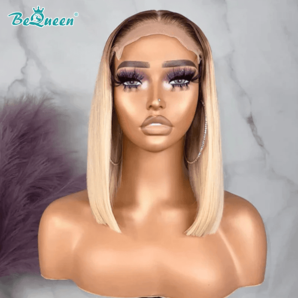 BEQUEEN 4x4 Straight T4#/613 Short BOB Closure Wigs BeQueenWig