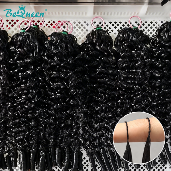 BEQUEEN 1Pcs Double Line Deep Wave Feather Hair Extensions Traceless