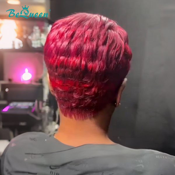 Bequeen Shinning 99J Mixed Red Machine Made Pixie Wig
