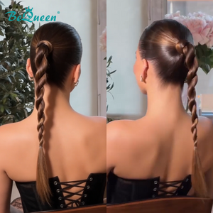 overseas Workout Wig Bequeen 100% Human Hair Casual Braid Style Long Ponytail