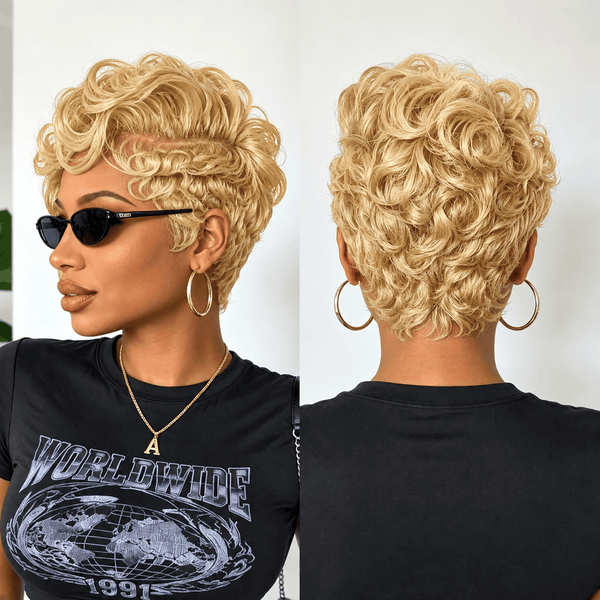 overseas PIXIE WIGS Blonde Bequeen 13X4 Lace Side Part Wave Style Frontal Lace Wig-1