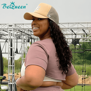 overseas Workout Wig Bequeen 1B 100% Hat Curly Workout Wig