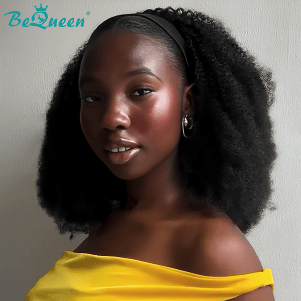 overseas Workout Wig Bequeen 1B 100% Human Hair Kinky Curly Workout Wig