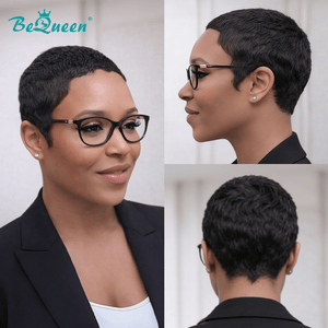 overseas PIXIE WIGS Bequeen 1B Airy Lightweight Short Cut Pixie Wig