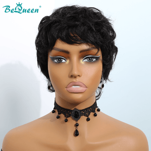 overseas PIXIE WIGS Bequeen 1B Curly Short Cut Fashion Wig