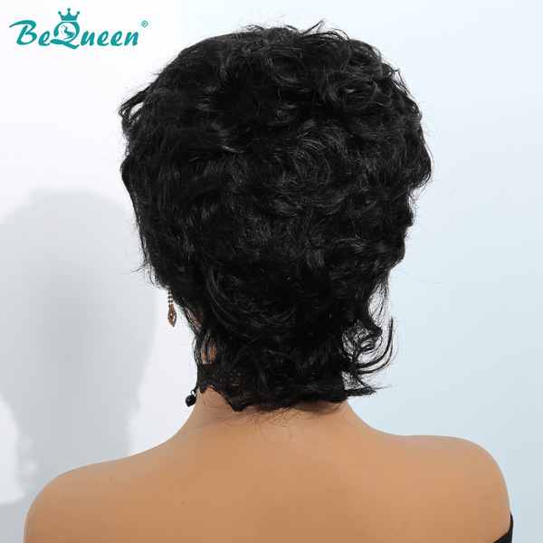 overseas PIXIE WIGS Bequeen 1B Curly Short Cut Fashion Wig