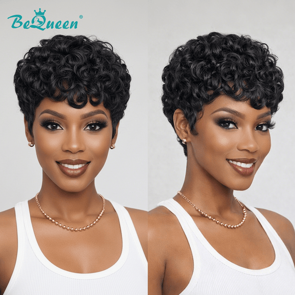 overseas PIXIE WIGS Bequeen 1B Curly Special Style Pixie Cut Wig-1