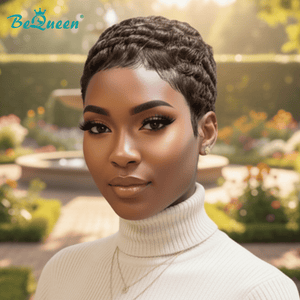 overseas PIXIE WIGS Bequeen 1B Curly Special Style Pixie Cut Wig