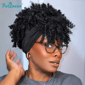 overseas Workout Wig Bequeen 1B Curly Workout Wig With Hair Tie