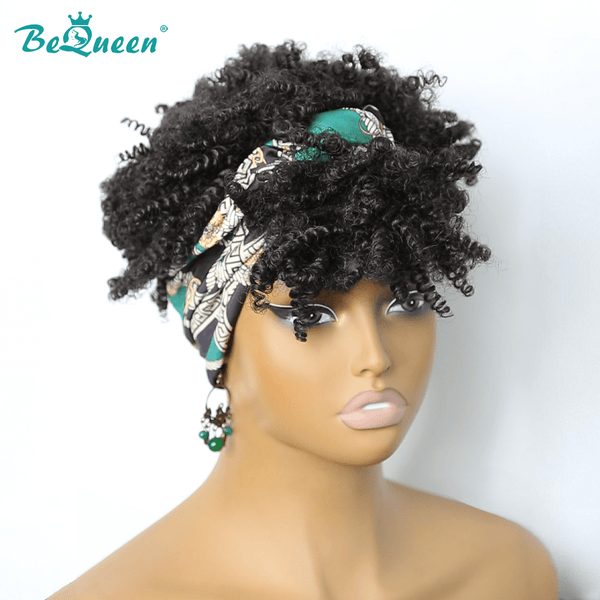 overseas Workout Wig Bequeen 1B Curly Workout Wig With Hair Tie