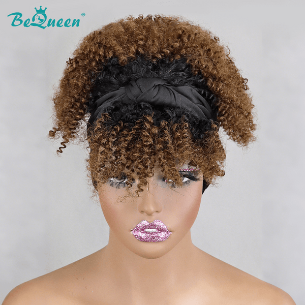 overseas Workout Wig Bequeen 1B Curly Workout Wig With Hair Tie