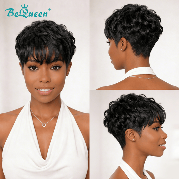 overseas PIXIE WIGS Bequeen 1B Cute Machine Made Short Cut Wig