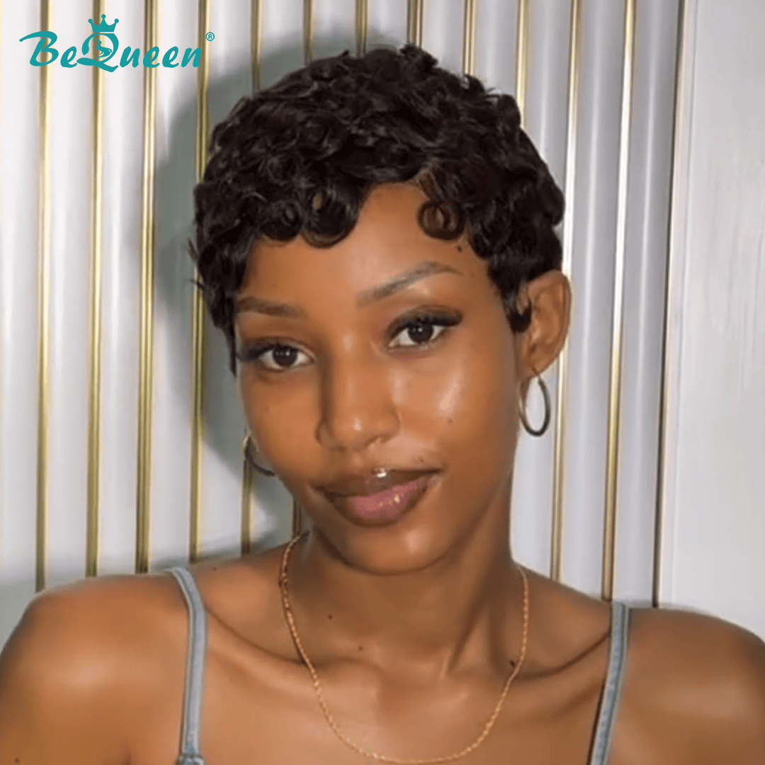Bequeen Sunset Orange Color Finger Wave Pixie Wig – BeQueen Wig