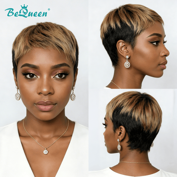 overseas PIXIE WIGS Bequeen 1B Mixed Gold Special Made Pixie Wig