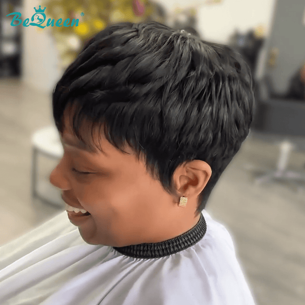 overseas PIXIE WIGS Bequeen 1B Natural Machine Made Topper(USA)
