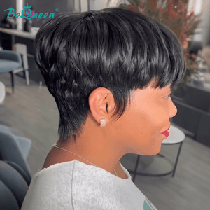 overseas PIXIE WIGS Bequeen 1B Natural Machine Made Topper(USA)