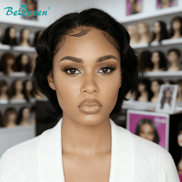 overseas PIXIE WIGS Bequeen 1B Natural Style Short Cut Pixie Wig