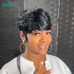 overseas PIXIE WIGS Bequeen 1B Pixie Cut Wig Special Style