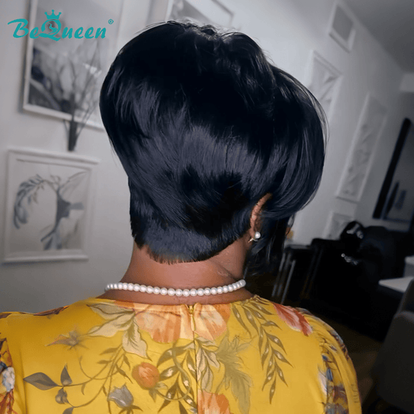 overseas PIXIE WIGS Bequeen 1B Side Part Long Pixie Wig