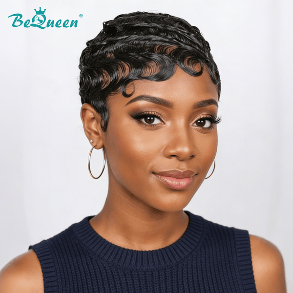 overseas PIXIE WIGS Bequeen 1B Special Made Pixie Cut Full Lace Wig