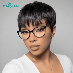 overseas PIXIE WIGS Bequeen 1B Straight Special Style Pixie Cut Wig