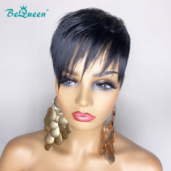overseas PIXIE WIGS Bequeen 1B Straight Style Machine Made Short Cut Wig