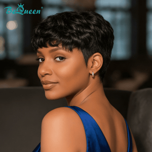 overseas PIXIE WIGS Bequeen 1B Wave Bang Short Cut Pixie Wig