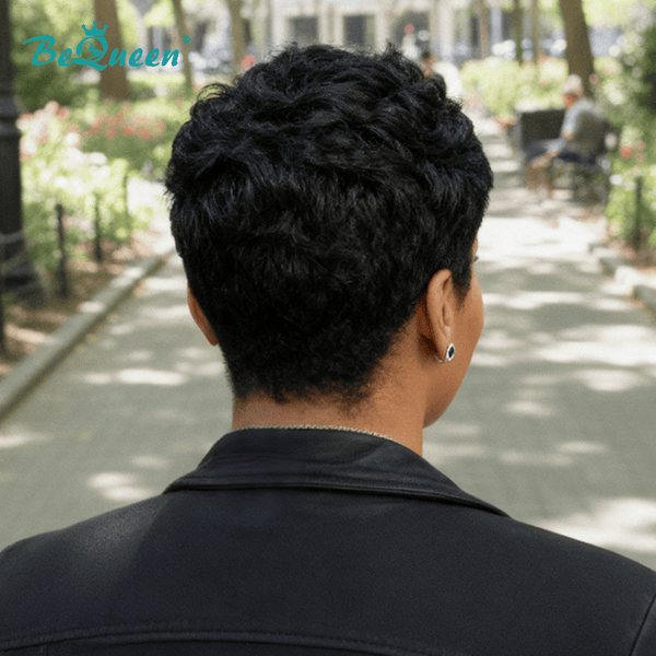 overseas PIXIE WIGS Bequeen 1B Wave Special Style Pixie Wig