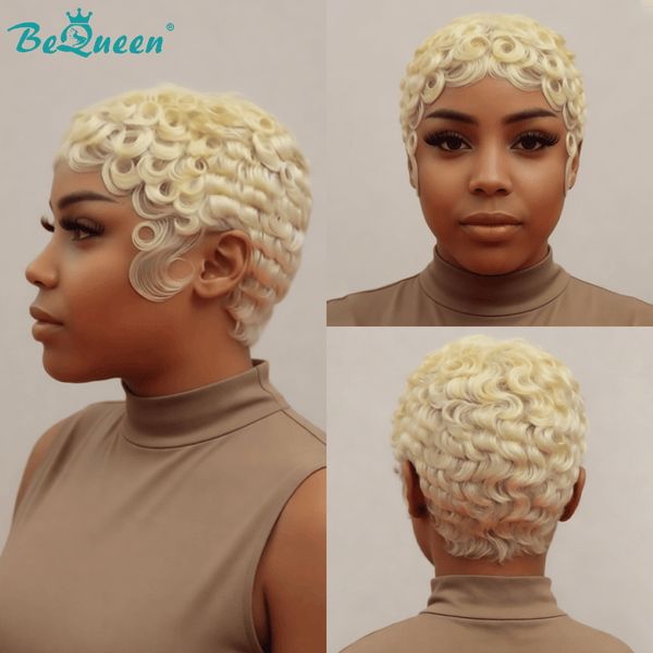 overseas PIXIE WIGS BeQueen #60 Finger Wave Pixie Cut Wig