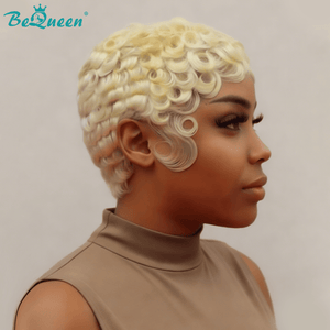 overseas PIXIE WIGS BeQueen #60 Finger Wave Pixie Cut Wig