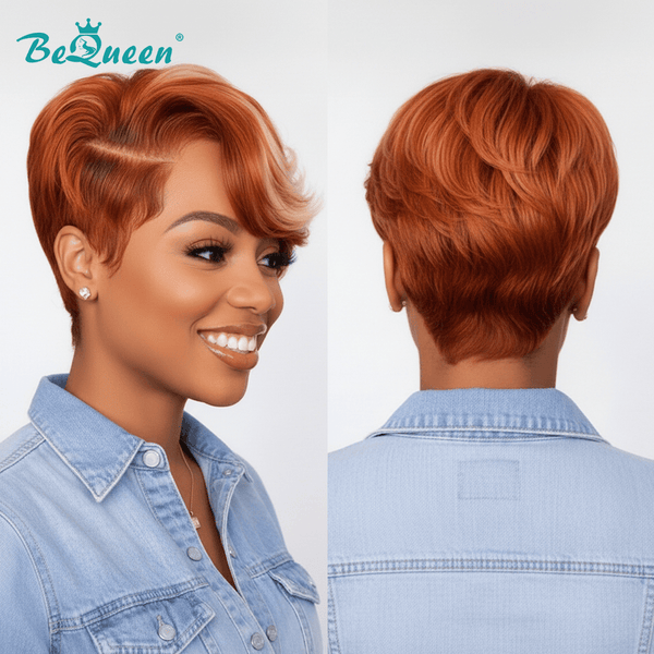 overseas PIXIE WIGS Bequeen 613 Mixed Orange Frontal Lace Short Cut Pixie Wig