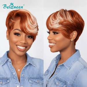 overseas PIXIE WIGS Bequeen 613 Mixed Orange Frontal Lace Short Cut Pixie Wig