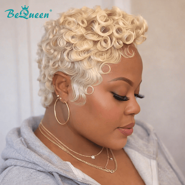 overseas PIXIE WIGS Bequeen 613 Short Cut Finger Wave Fashion Frontal Lace Wig