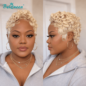 overseas PIXIE WIGS Bequeen 613 Short Cut Finger Wave Fashion Frontal Lace Wig