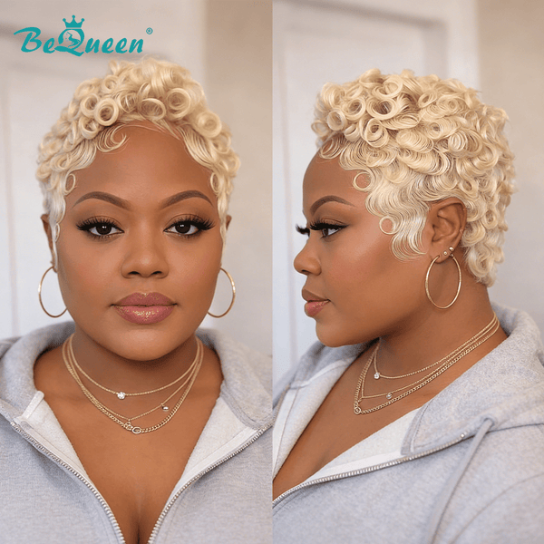 overseas PIXIE WIGS Bequeen 613 Short Cut Finger Wave Fashion Frontal Lace Wig