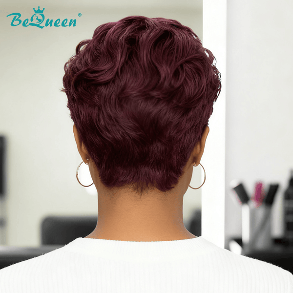 overseas PIXIE WIGS Bequeen 99J Side Part Wave Pixie Lace Wig