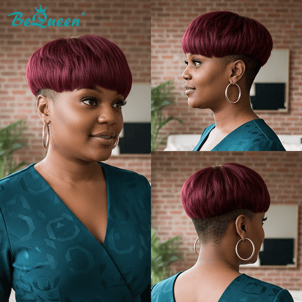 overseas PIXIE WIGS Bequeen 99J Straight Style Machine Made Short Cut Wig
