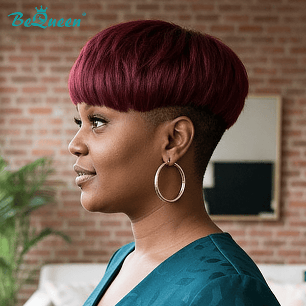 overseas PIXIE WIGS Bequeen 99J Straight Style Machine Made Short Cut Wig