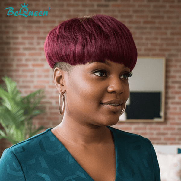 overseas PIXIE WIGS Bequeen 99J Straight Style Machine Made Short Cut Wig