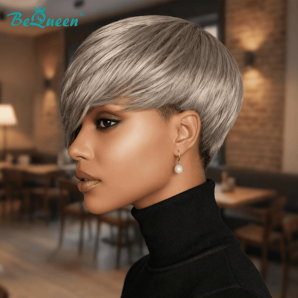 overseas TOPPER & MOHAWK Bequeen Ash Blonde Side Part Topper