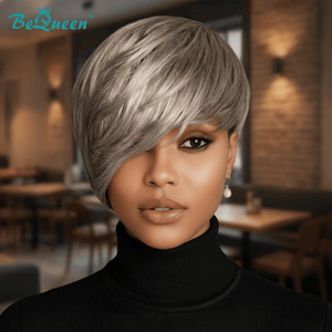 overseas TOPPER & MOHAWK Bequeen Ash Blonde Side Part Topper