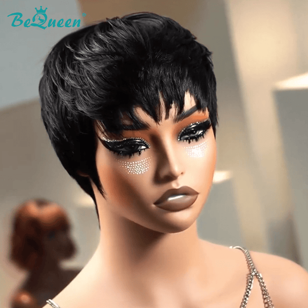 overseas PIXIE WIGS Bequeen Black Straight Short Cut Wig